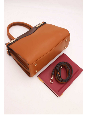 Tom et Eva  Sac à Main Chic Bicolores Brown Coffee 30*13.5*20cm