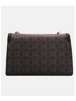 Tom et Eva - Sac Monogramme Double Porté Avec Bandoulière Chaîne Noir 26.5*9*16 cm
