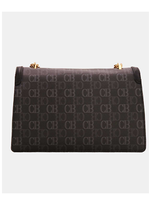 Tom et Eva - Sac Monogramme Double Porté Avec Bandoulière Chaîne Noir 26.5*9*16 cm