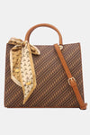 Tom et Eva Sac Cabas Femme Vintage avec bandeau de soie Marron 29*10*24 cm