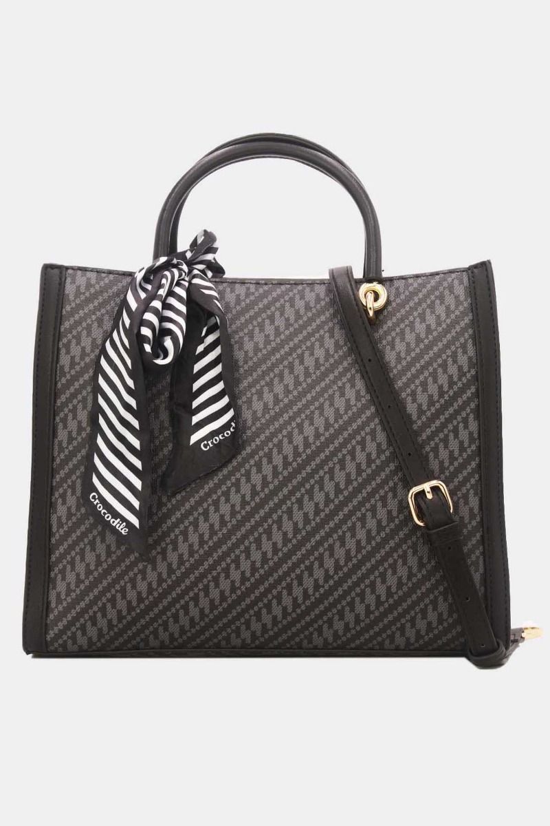 Tom et Eva Sac Cabas Femme Vintage avec bandeau de soie Noir 29*10*24 cm
