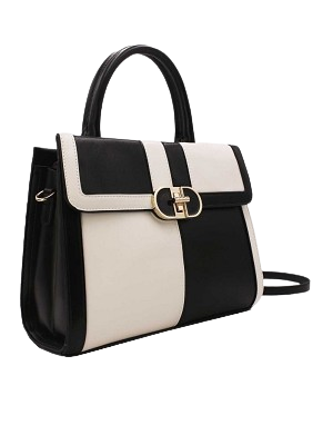 Tom et EVa Sac à Main Patchwork Bicolore Black Beige