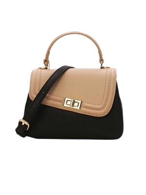 Tom et Eva Sac à Main Femme Bicolore Rabat Asymétrique Apricot 27*12*19 cm