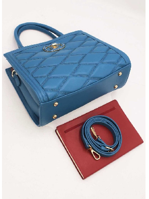 Tom et Eva Sac à Main Femme Chic Matelassé Blue 30*13*22 cm