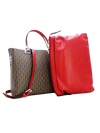 Tom et Eva Sac à main effet cuir monogramme avec bandoulière Coffee/Red 30 x 14 x 23 cm