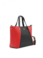 Sac à Main Double Porté Bicolore Effet Cuir Noir Rouge