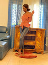 Top Bardot orange rouille