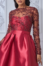 Goddiva - Robe de soirée en sequin et satin Rouge